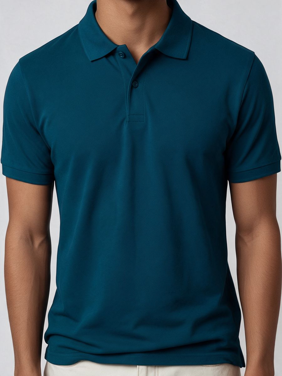 Men's Plain Petrol Half Sleeve Polo T-Shirt - alternate view 5
