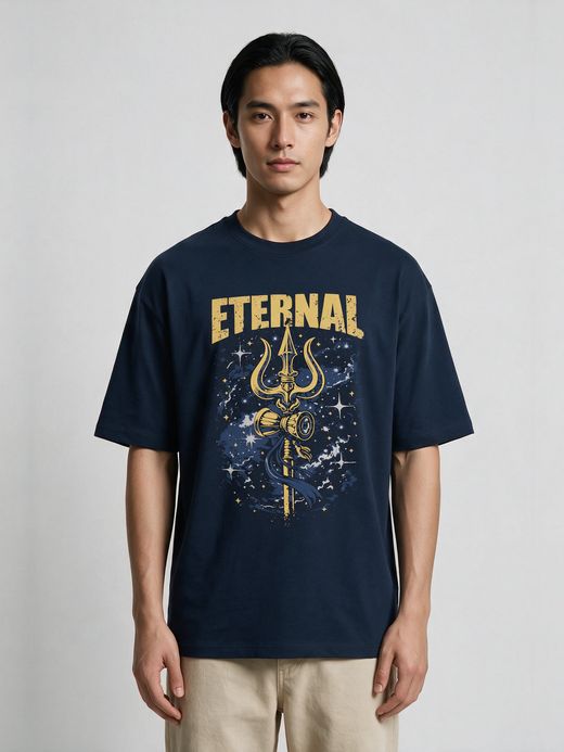 Eternal Cosmic Trishul Streetwear Oversized T-Shirt