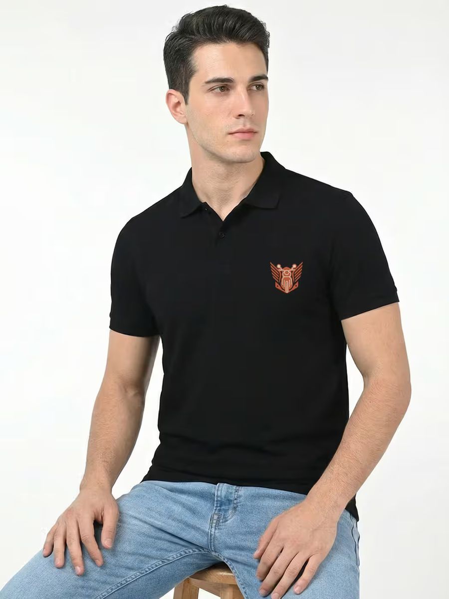 Moto Bike Pocket Print Polo Collar T-Shirt For Men