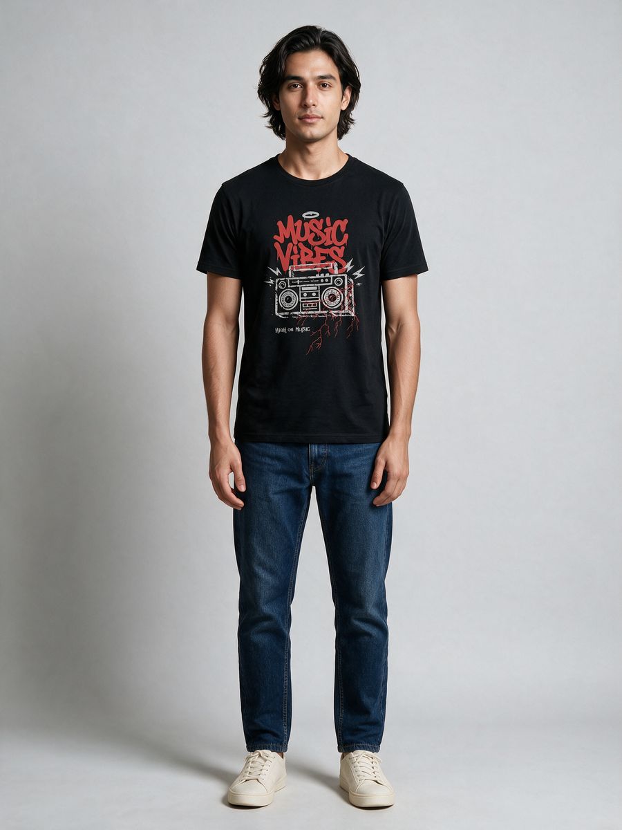 Music Vibes T-Shirt For Men - Half Sleeve - alternate view 6