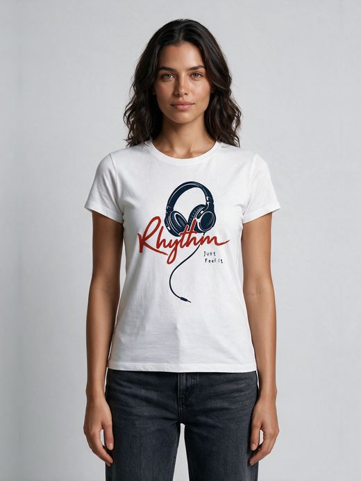 Rhythm Music T-Shirt For Women - Half Sleeve