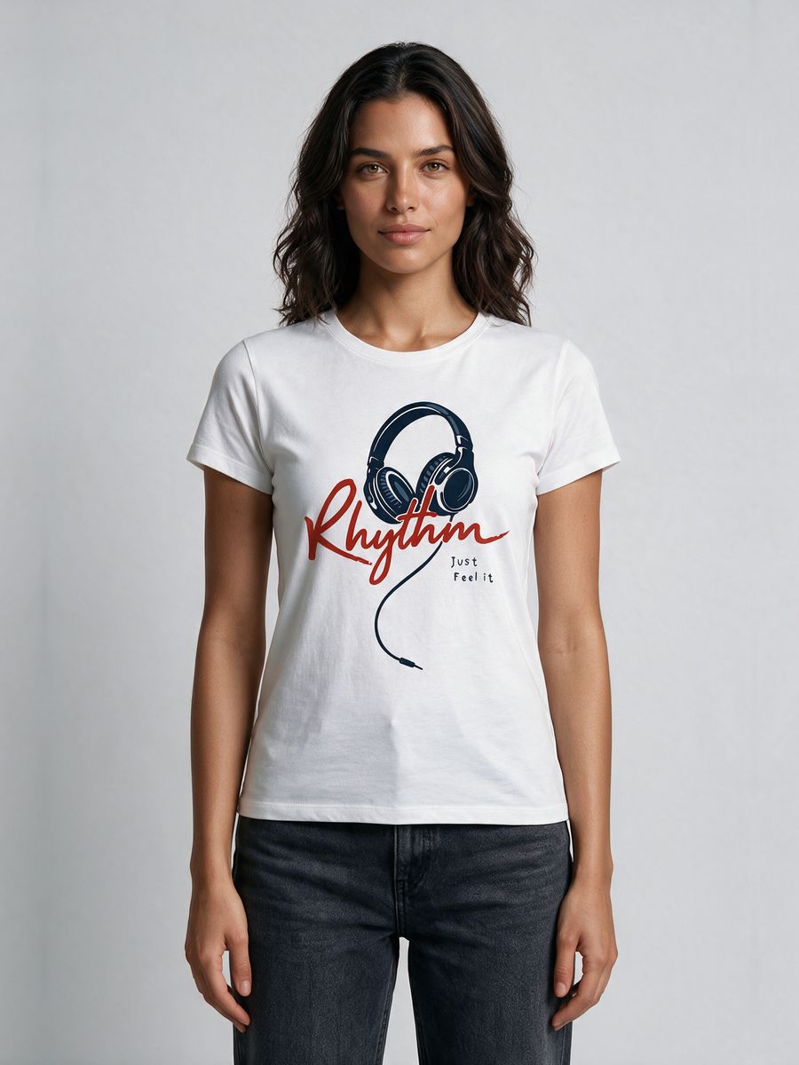 Rhythm Music T-Shirt For Women - Half Sleeve