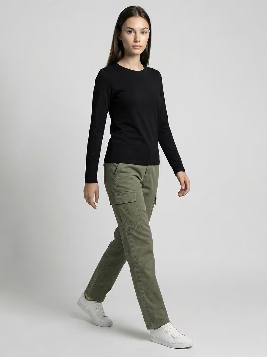 Women's Plain Black Full Sleeve Round Neck T-Shirt 4