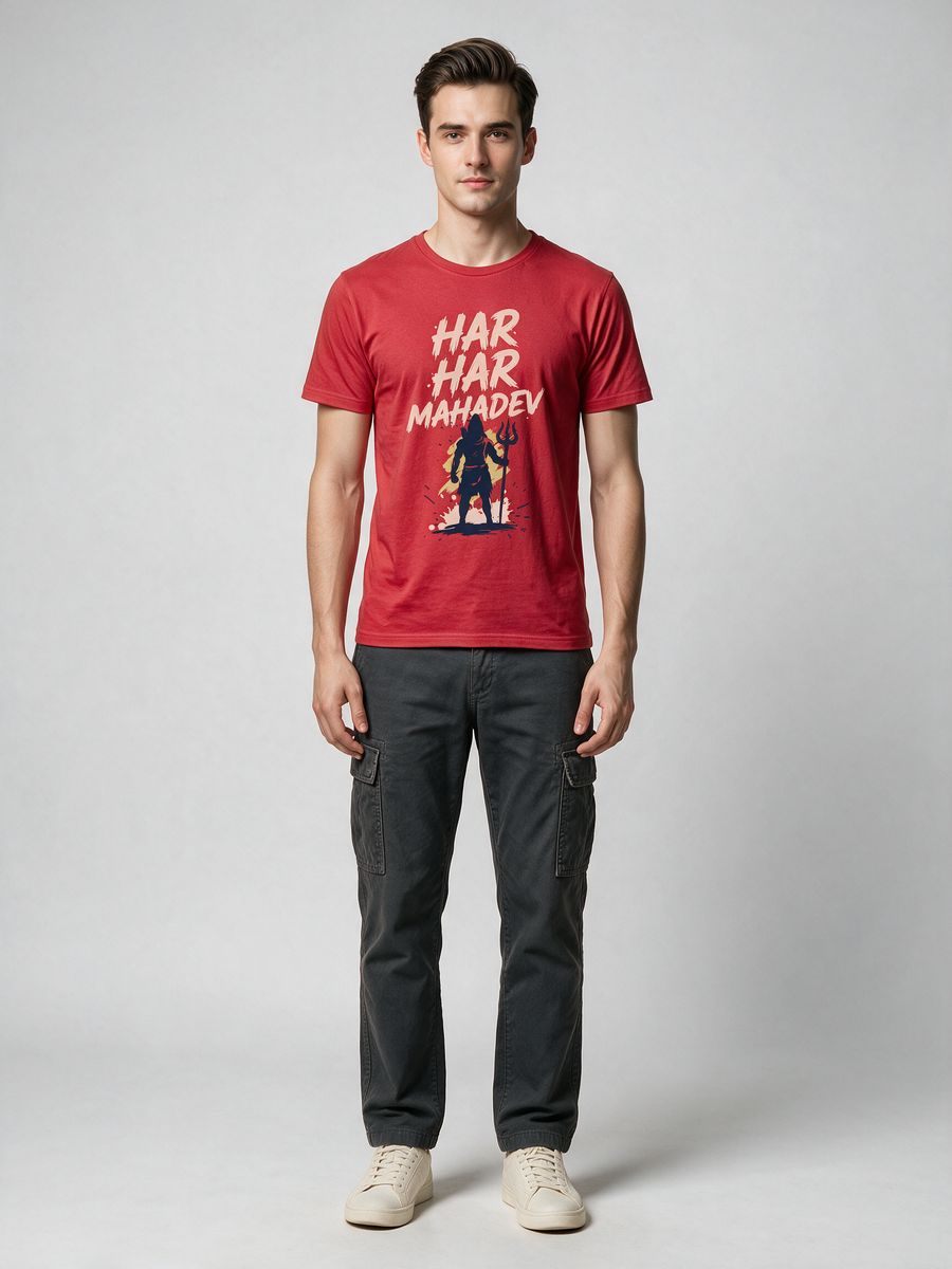 Har Har Mahadev Printed T-Shirt For Men - Half Sleeve - alternate view 6
