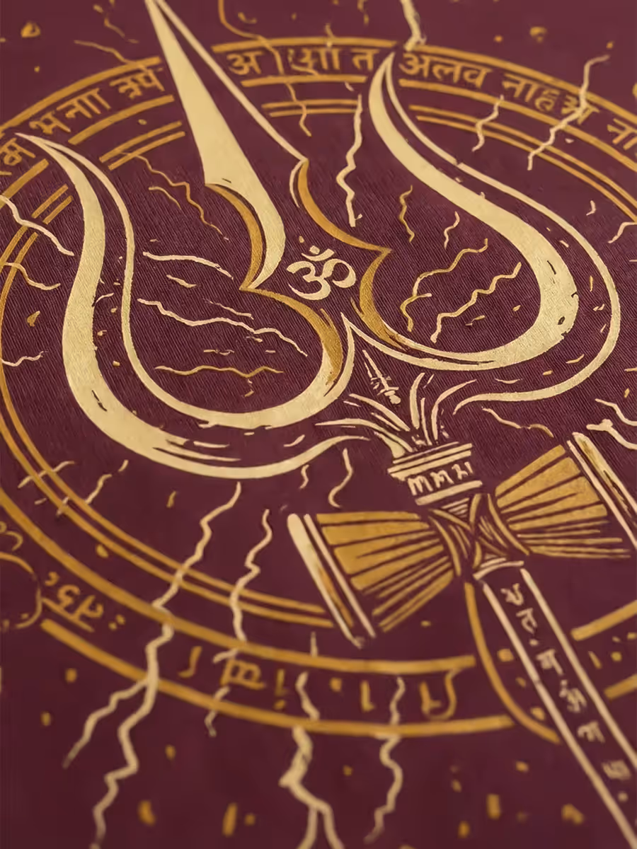 Golden Trishul T-Shirt For Men - Half Sleeve 2
