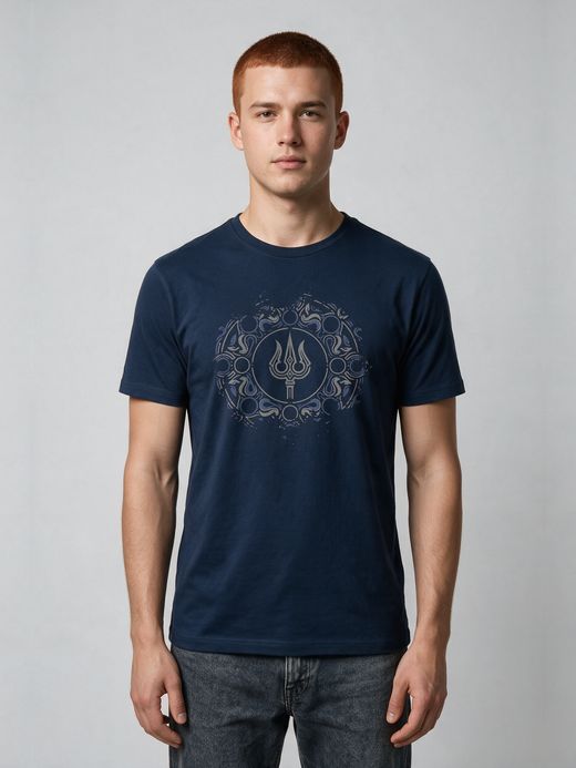 Trishul Om Cosmic Power T-Shirt For Men - Half Sleeve