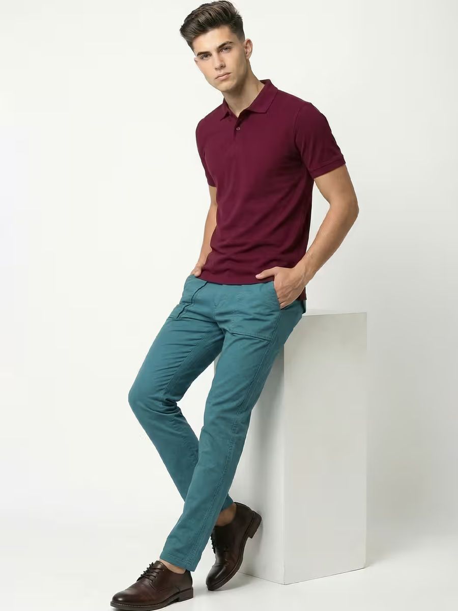 Men's Plain Maroon Half Sleeve Polo T-Shirt 4