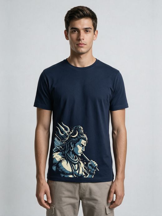 Lord Shiva Artistic Illustration T-Shirt For Men - Half Sleeve