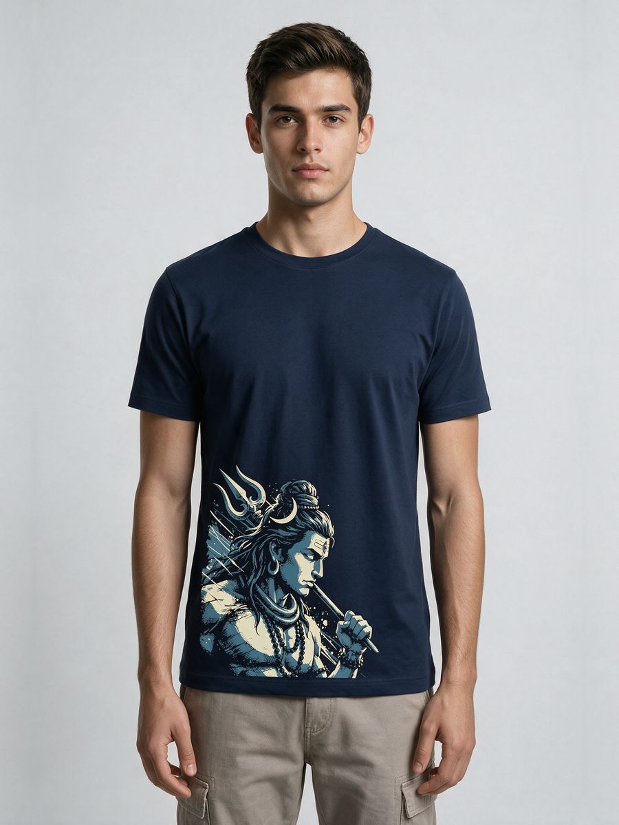 Lord Shiva Artistic Illustration T-Shirt For Men - Half Sleeve