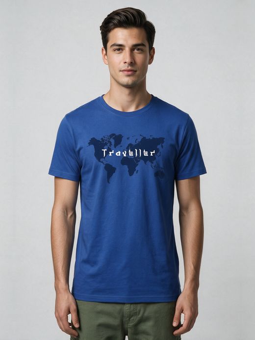 Traveller World T-Shirt For Men - Half Sleeve