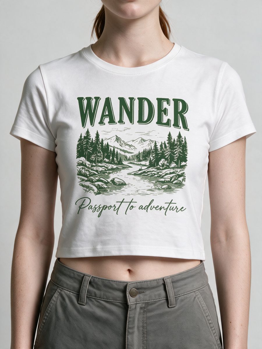 Wander - Passport To Adventure Women Crop Top T-Shirt - alternate view 5