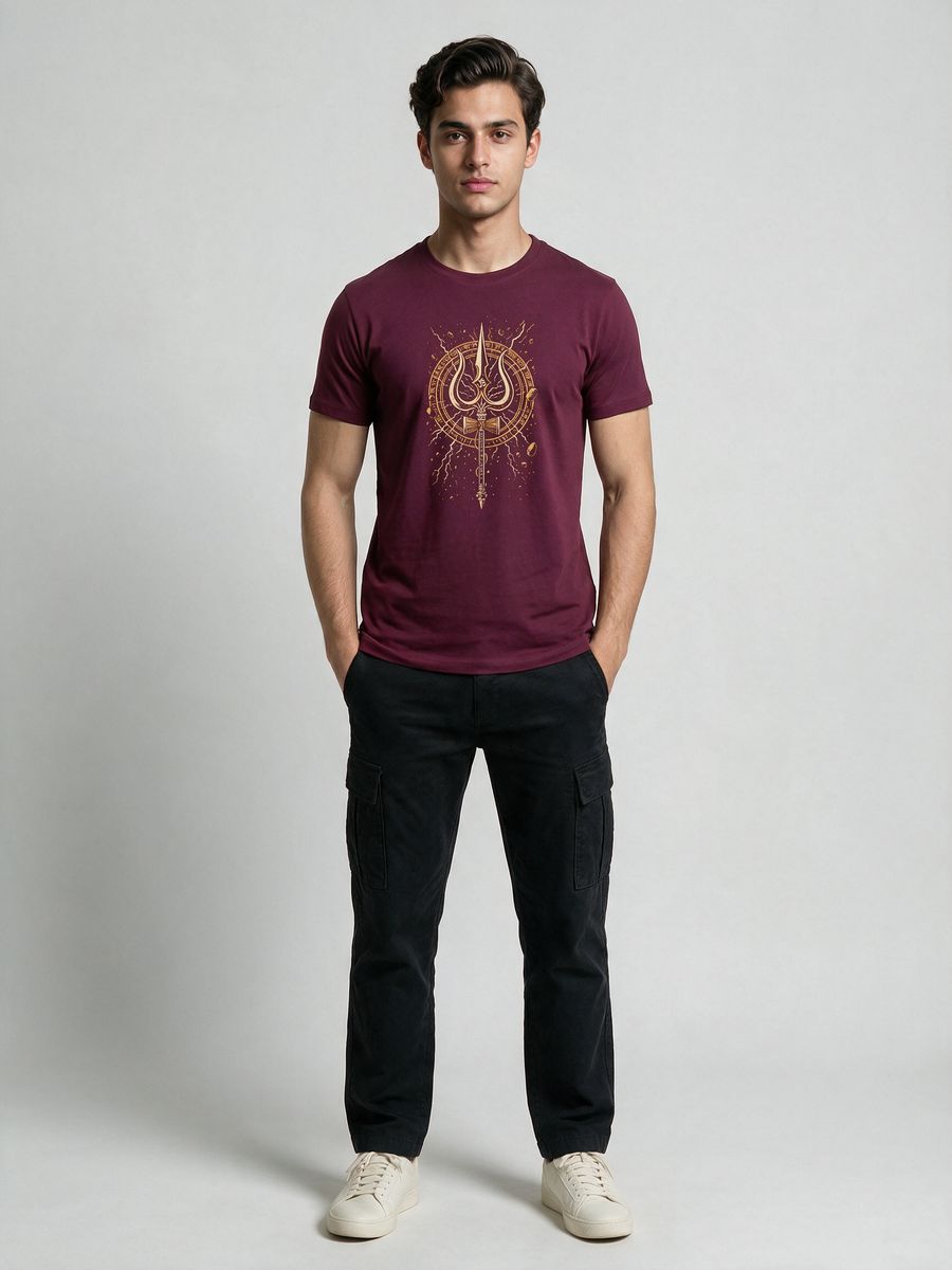 Golden Trishul T-Shirt For Men - Half Sleeve - alternate view 6