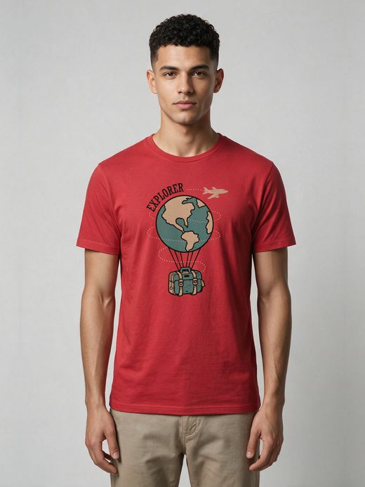 Explorer Travel Globe T-Shirt For Men - Half Sleeve