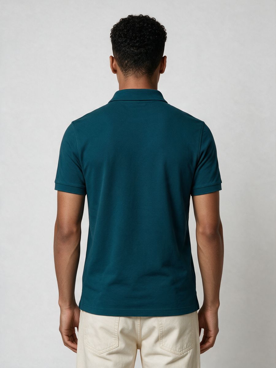 Men's Plain Petrol Half Sleeve Polo T-Shirt - alternate view 2