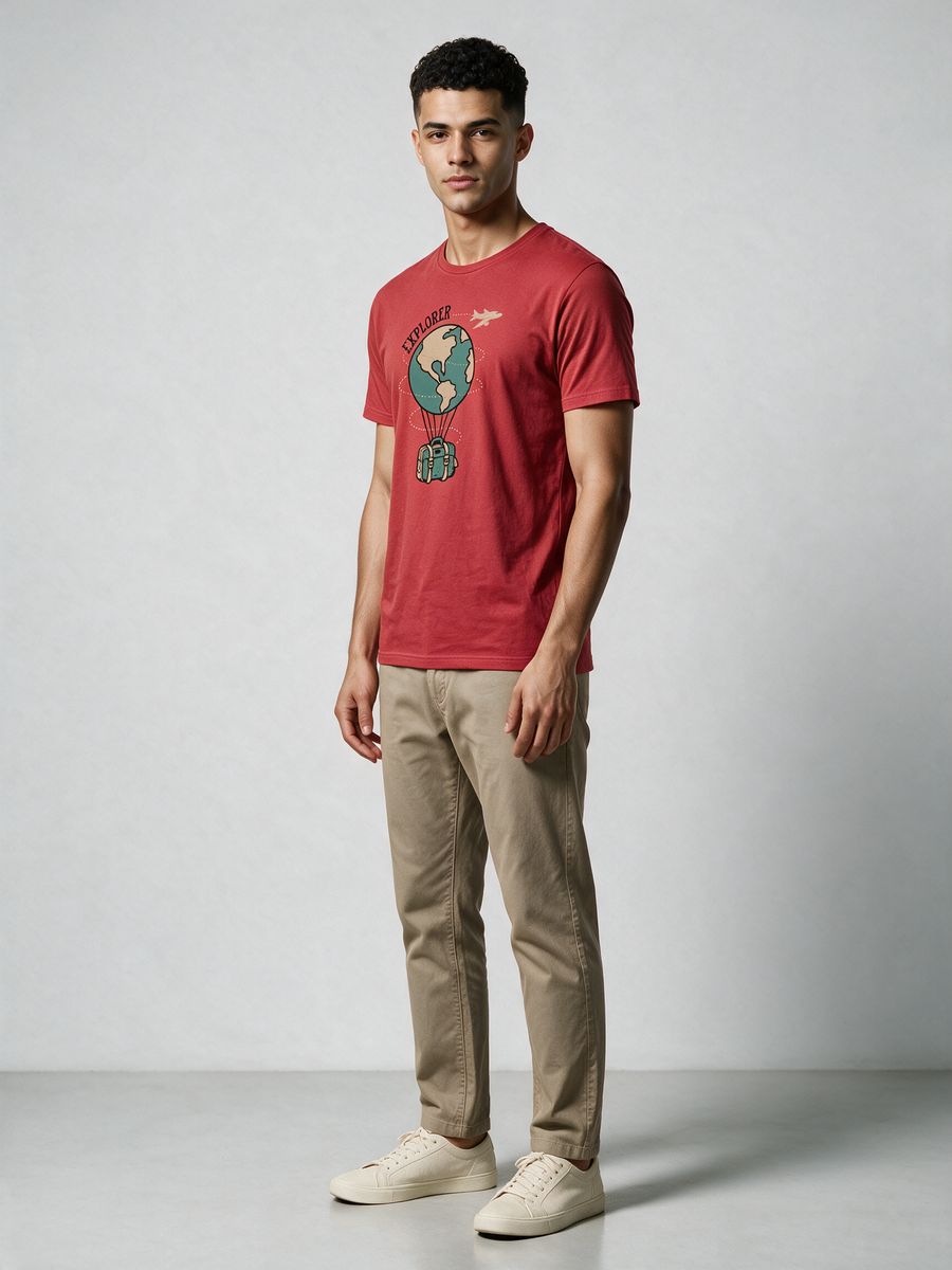 Explorer Travel Globe T-Shirt For Men - Half Sleeve - alternate view 4