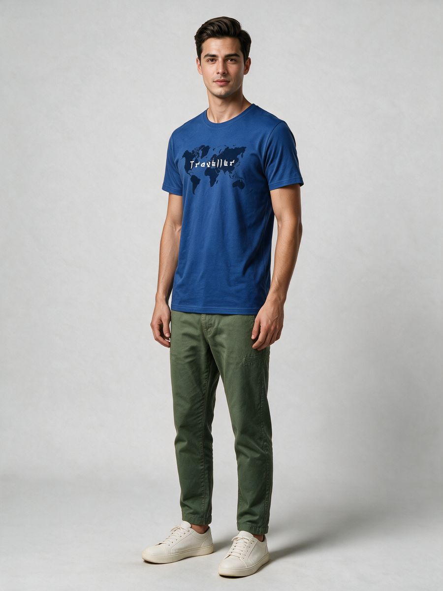 Traveller World T-Shirt For Men - Half Sleeve - alternate view 4