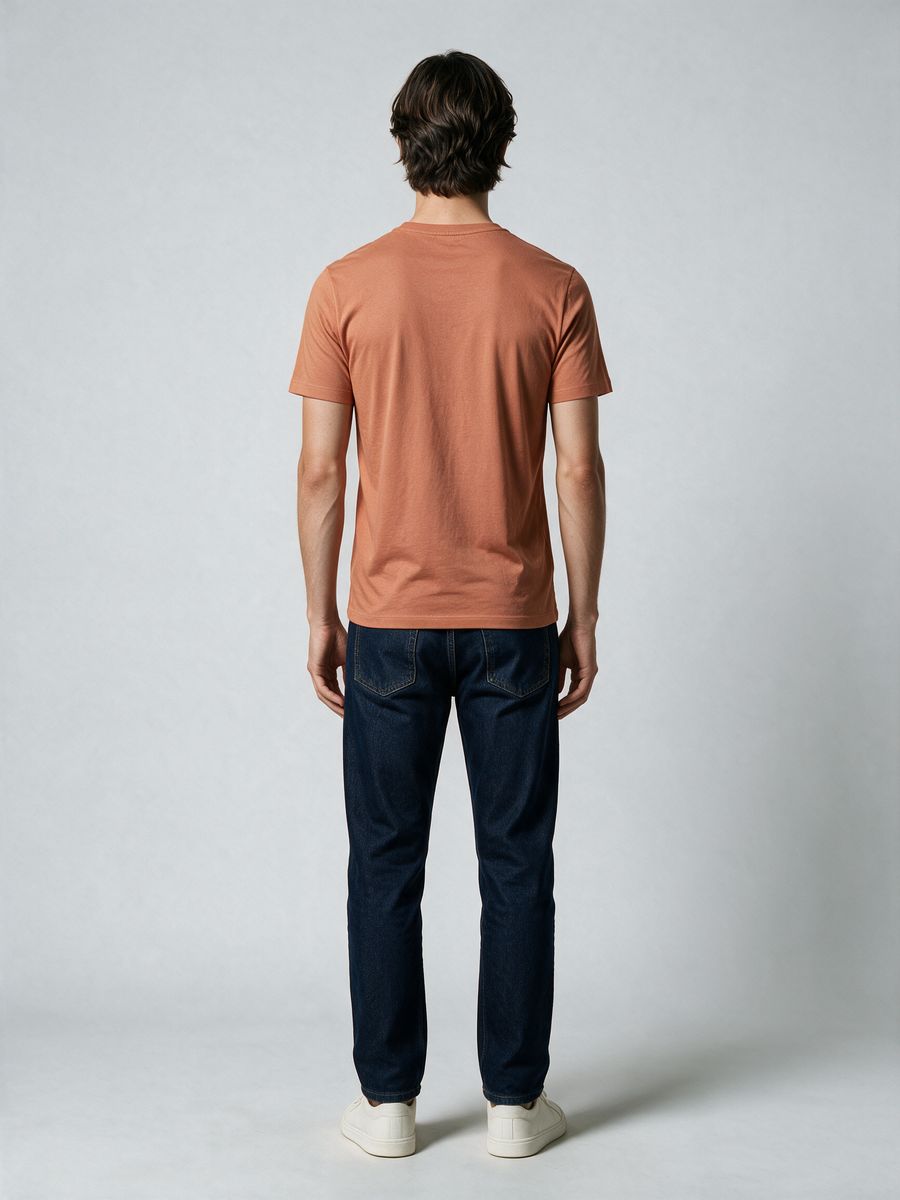 Men's Plain Saffron Half Sleeve Round Neck T-Shirt - alternate view 2