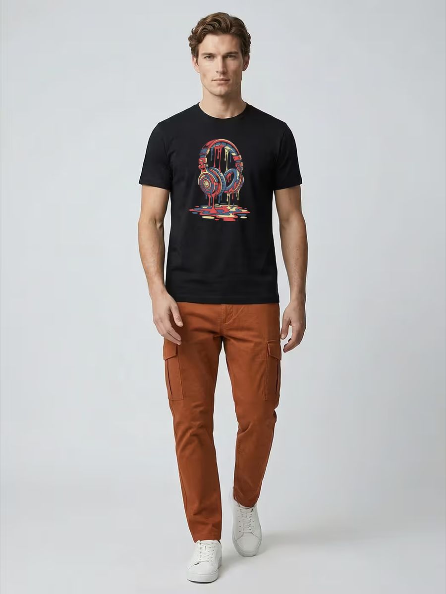 Melting Headphones T-Shirt For Men - Half Sleeve 5