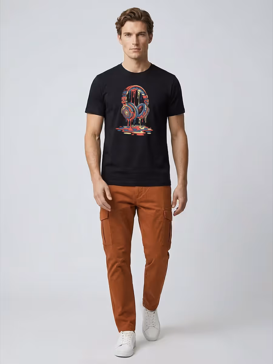 Melting Headphones T-Shirt For Men - Half Sleeve 5