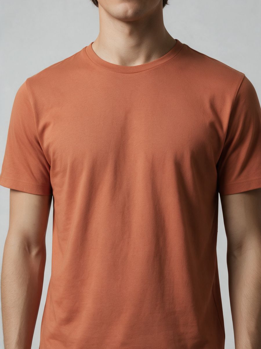 Men's Plain Saffron Half Sleeve Round Neck T-Shirt - alternate view 5