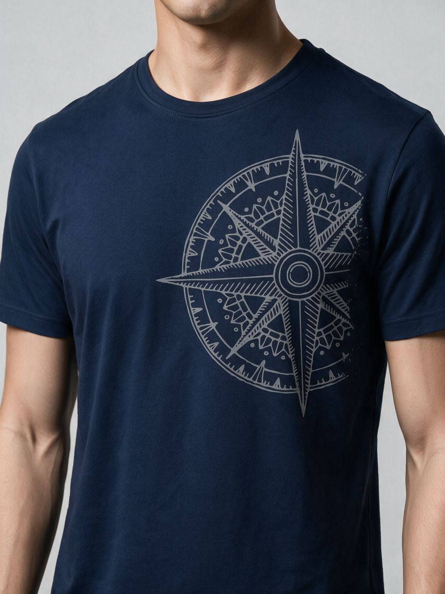 Compass Graphic T-Shirt For Men - Half Sleeve - alternate view 5