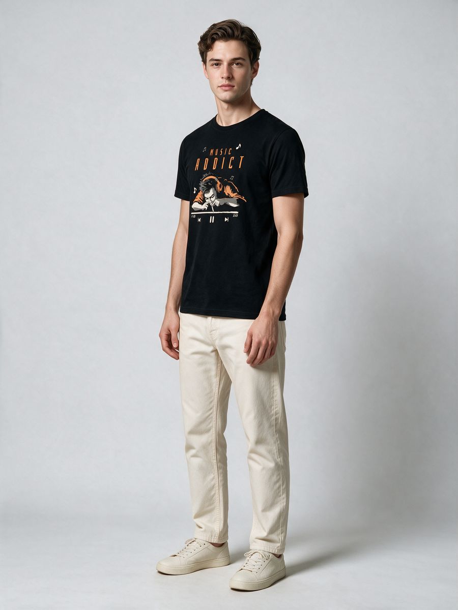 Music Addict T-Shirt For Men - Half Sleeve - alternate view 4