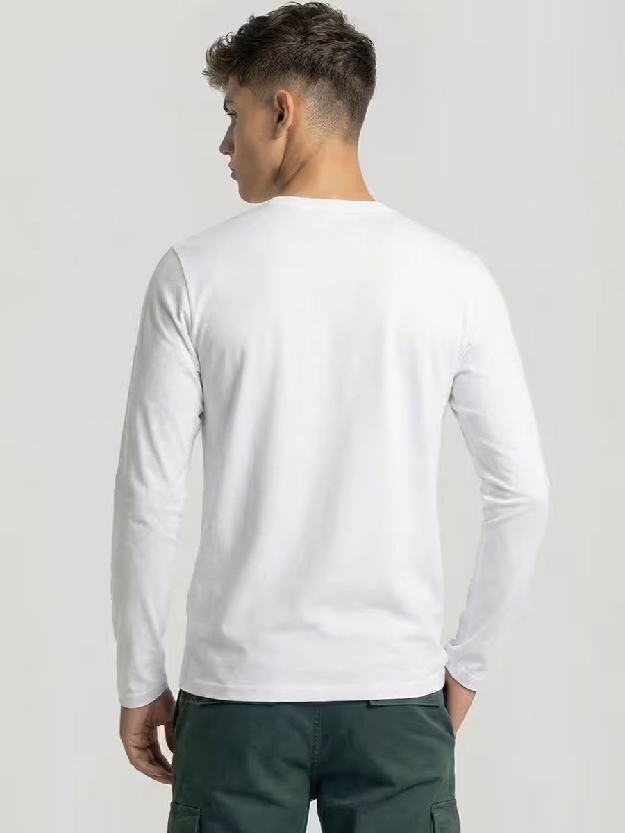 Men's Plain White Full Sleeve Round Neck T-Shirt 5