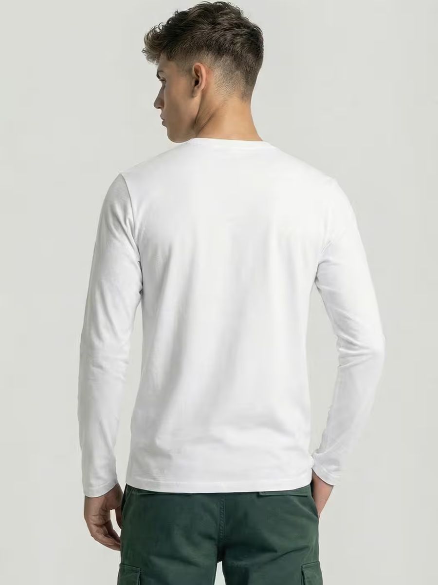 Men's Plain White Full Sleeve Round Neck T-Shirt 5
