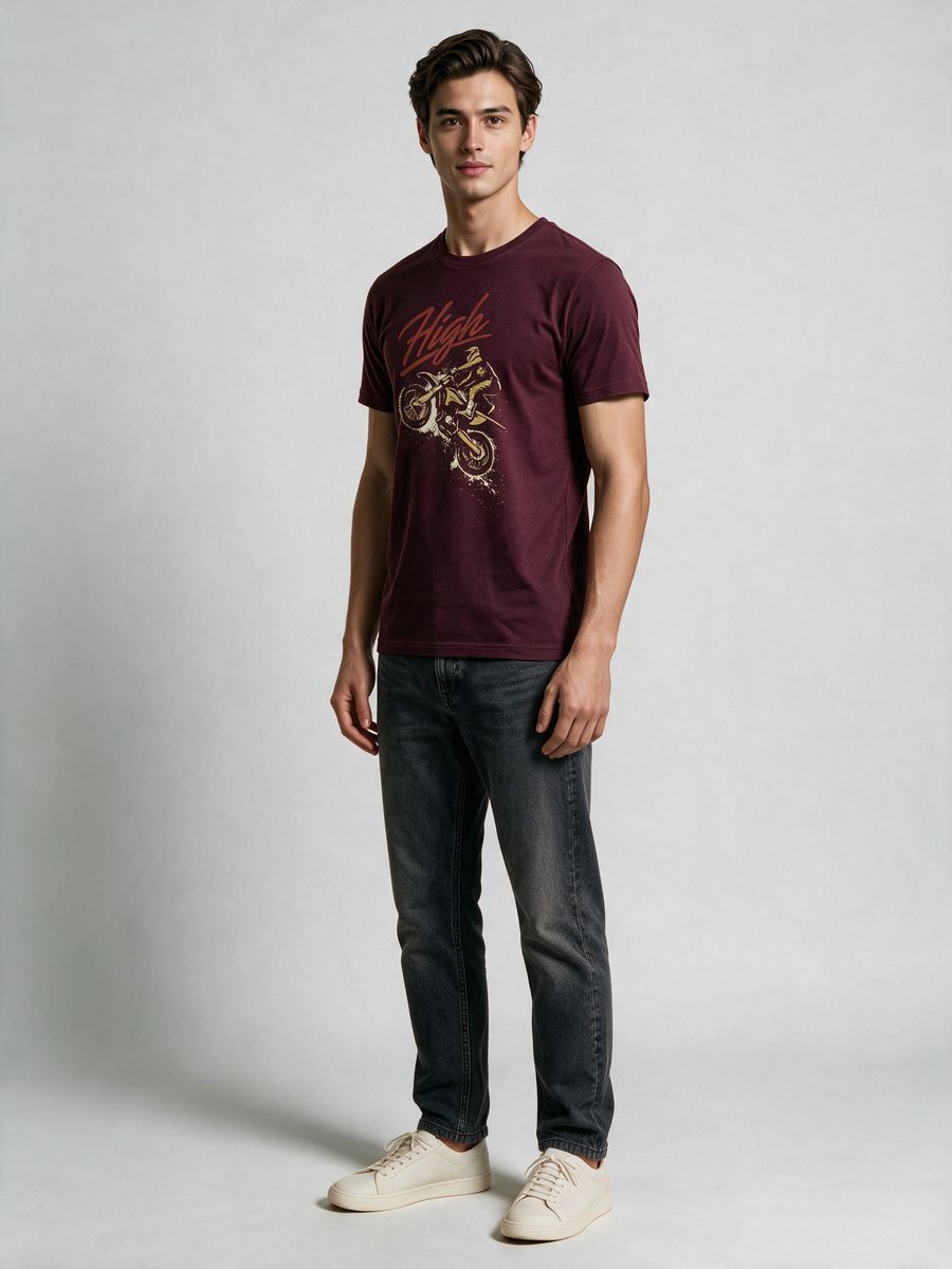 High on Bike T-Shirt For Men - Half Sleeve - alternate view 4