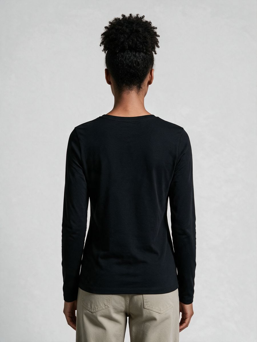 Women's Plain Black Full Sleeve Round Neck T-Shirt - alternate view 2