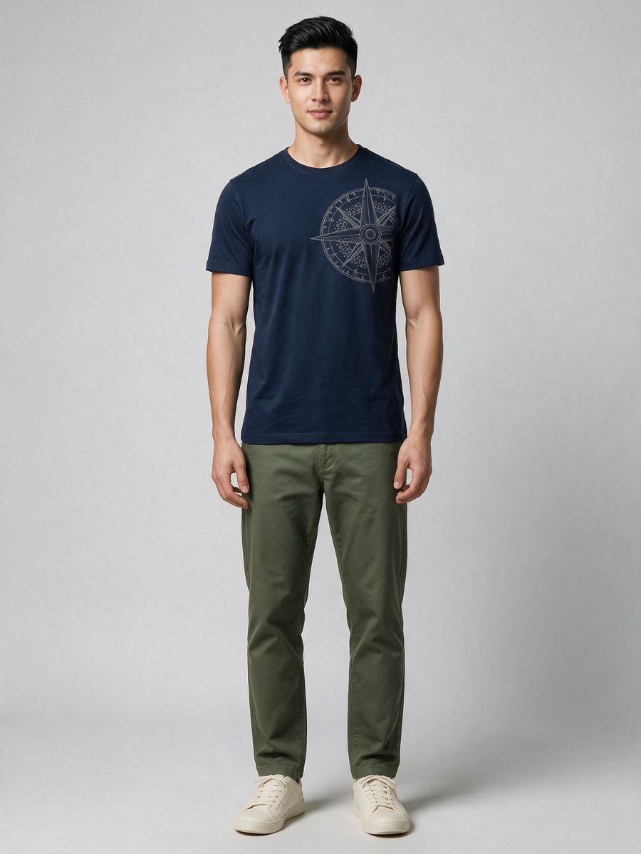 Compass Graphic T-Shirt For Men - Half Sleeve - alternate view 6