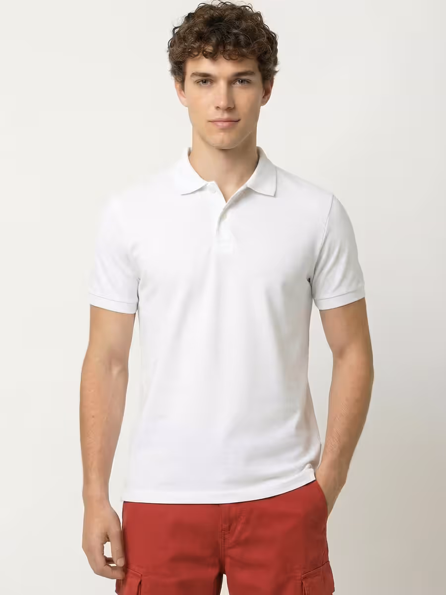 Men's Plain White Half Sleeve Polo T-Shirt