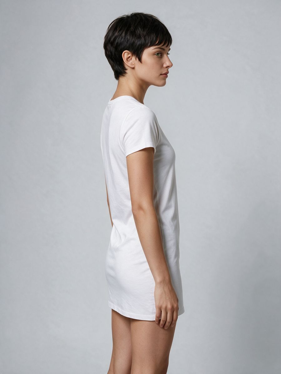 Women's Plain White Half Sleeve T-Shirt Dress - alternate view 3
