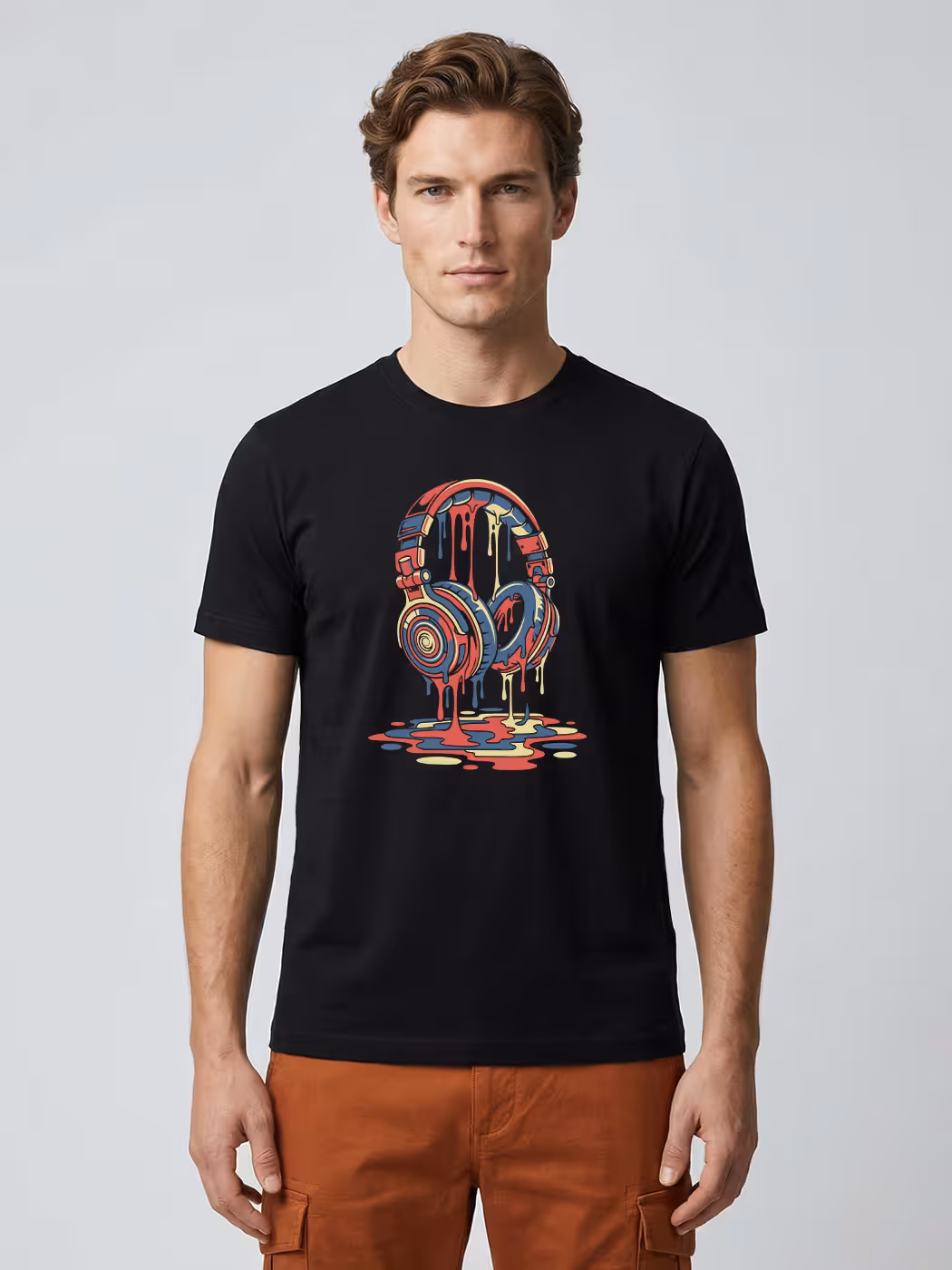 Melting Headphones T-Shirt For Men - Half Sleeve