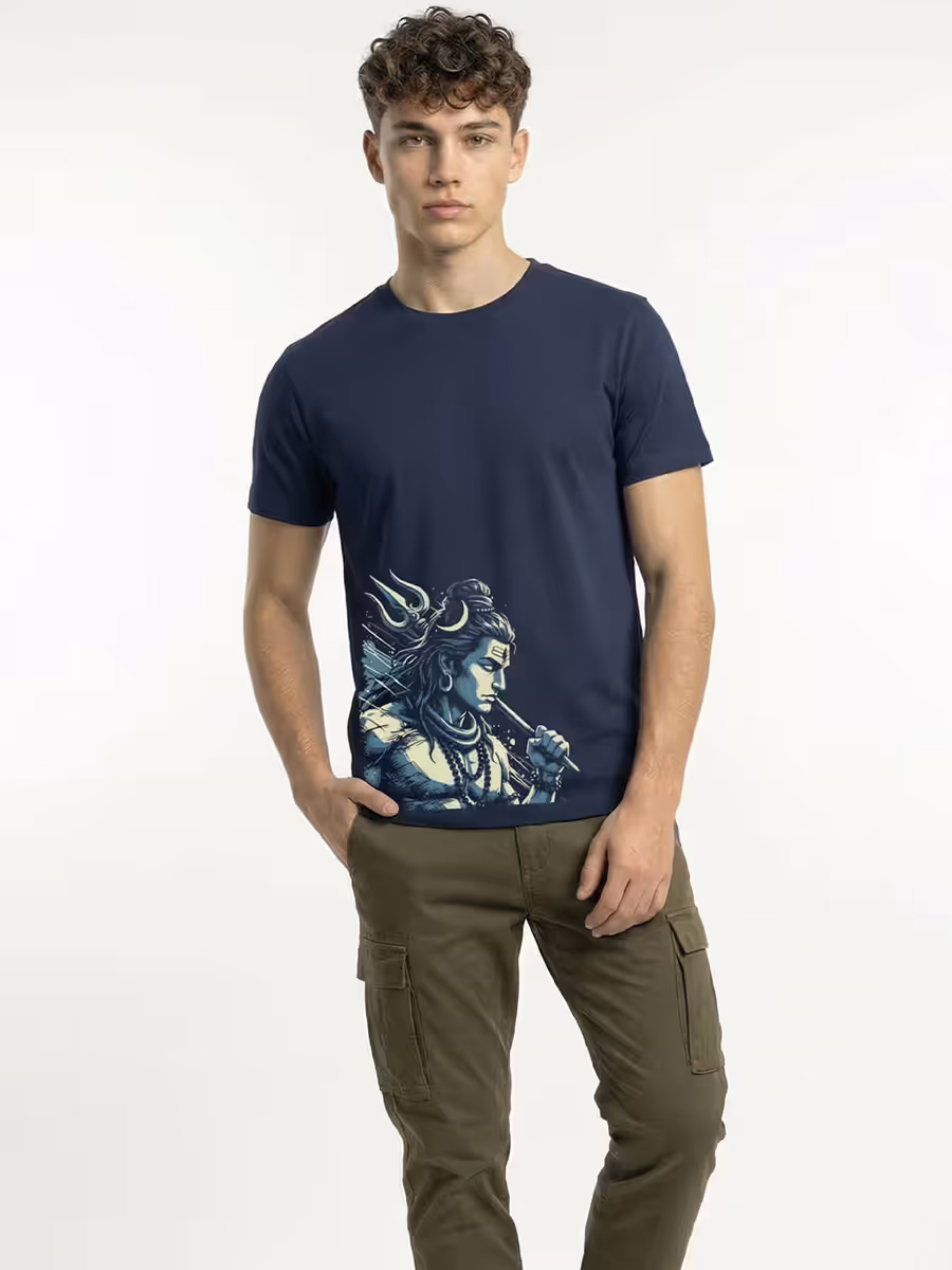 Lord Shiva Artistic Illustration T-Shirt For Men - Half Sleeve 5