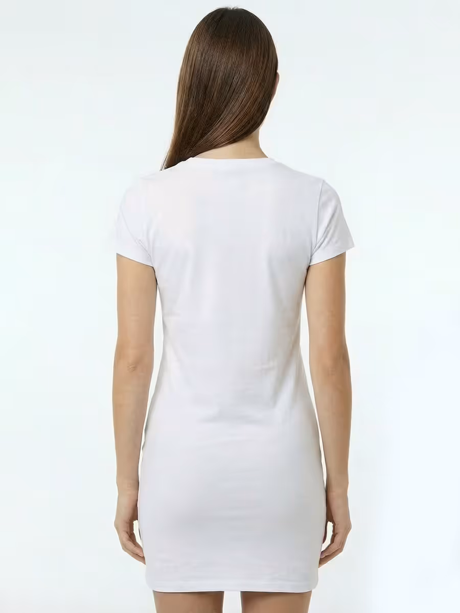 Women's Plain White Half Sleeve T-Shirt Dress 2