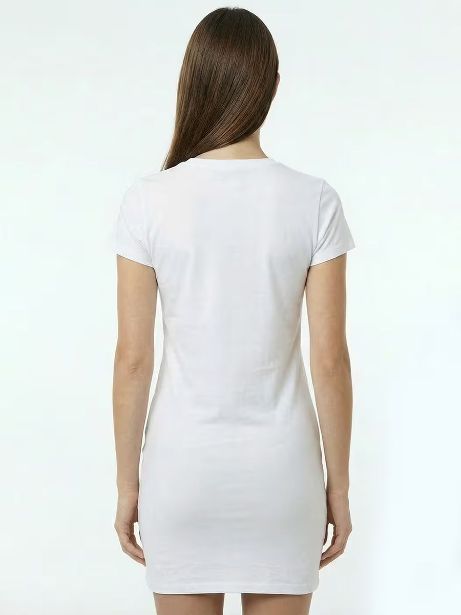 Women's Plain White Half Sleeve T-Shirt Dress 2