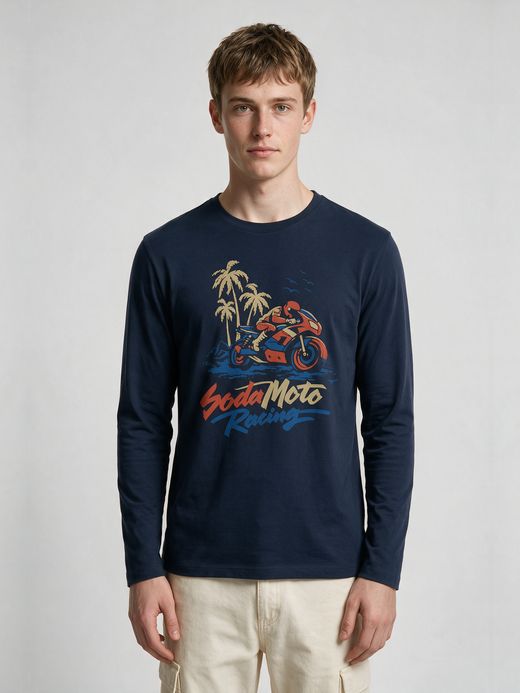 Soda Moto Racing Bike T-Shirt For Men - Full Sleeve