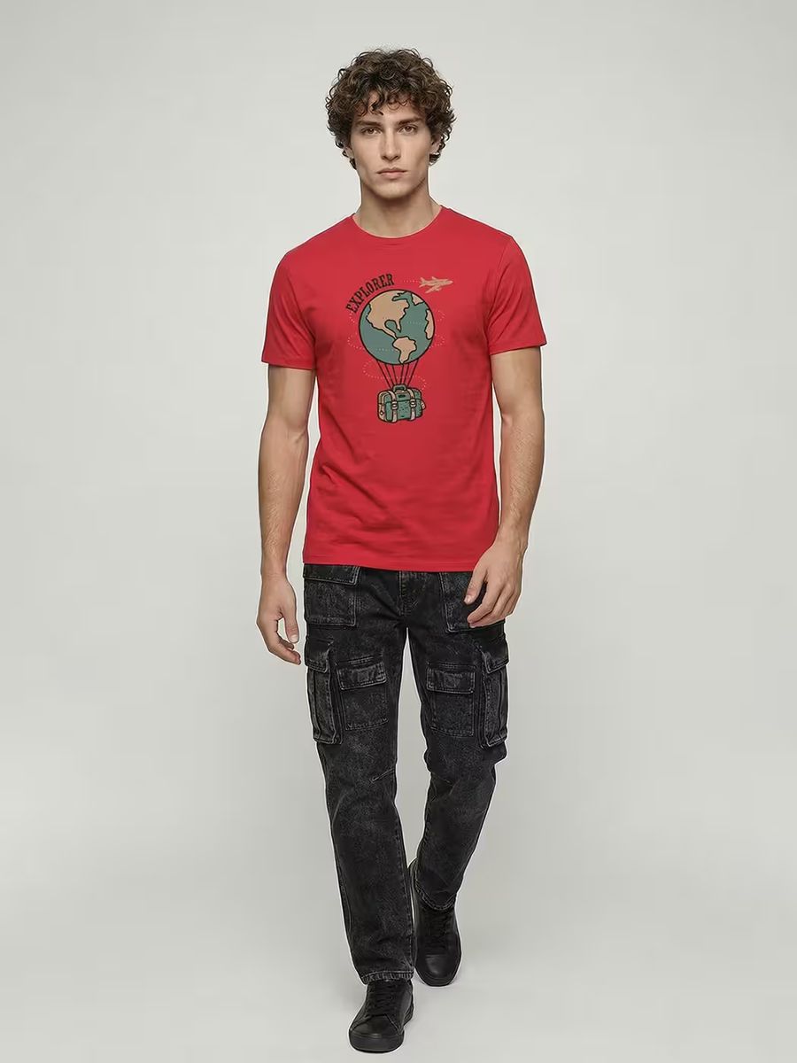 Explorer Travel Globe T-Shirt For Men - Half Sleeve - alternate view 5