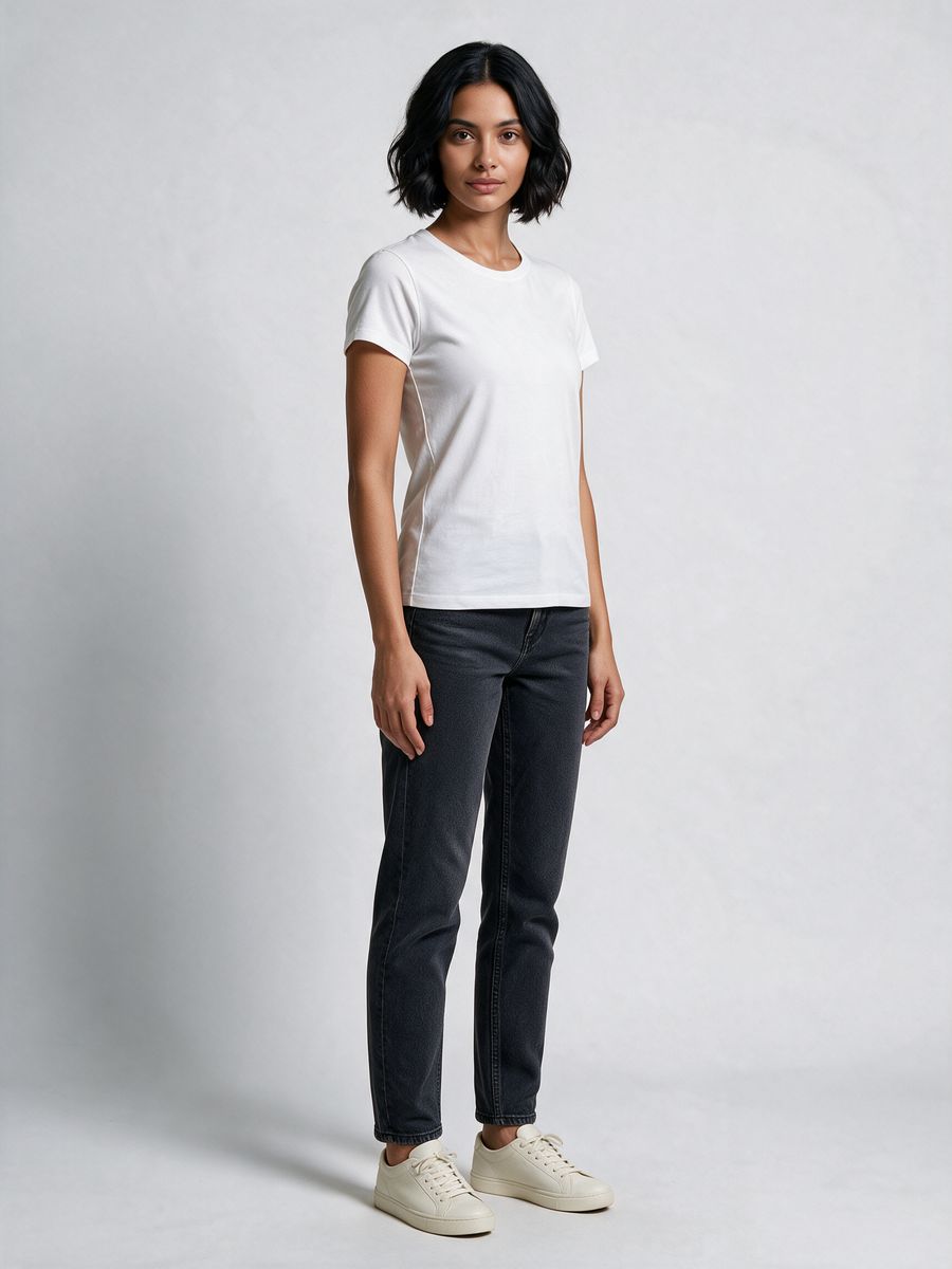 Women's Plain White Half Sleeve Round Neck T-Shirt - alternate view 4