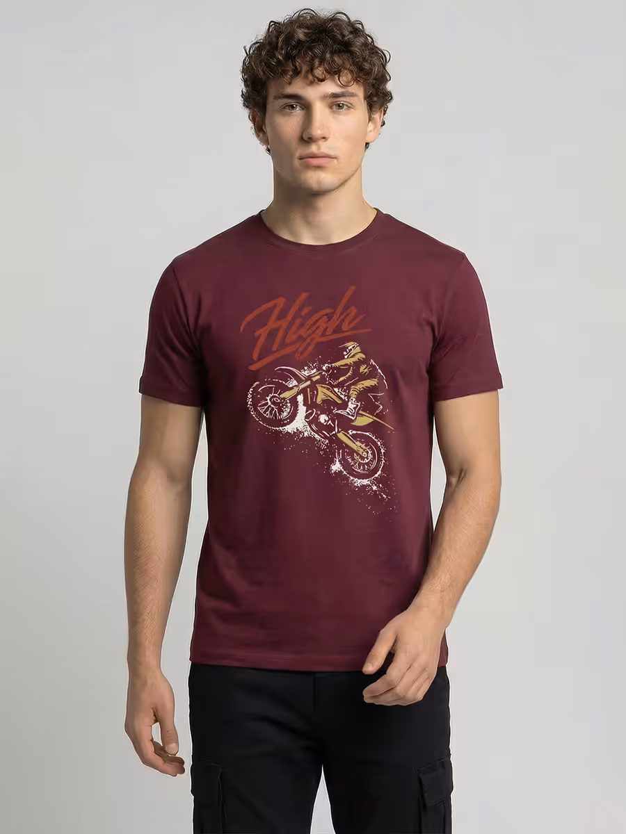 High on Bike T-Shirt For Men - Half Sleeve