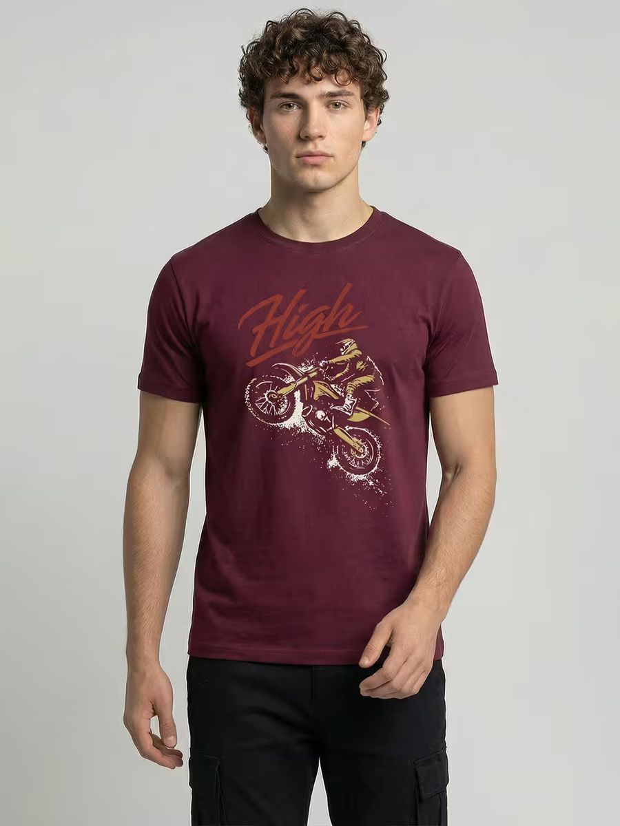 High on Bike T-Shirt For Men - Half Sleeve
