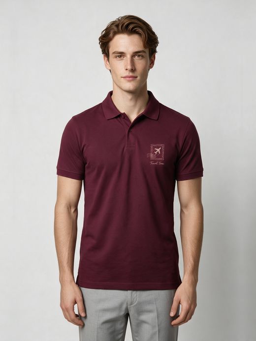 Travel Time Pocket Print Polo Collar T-Shirt For Men