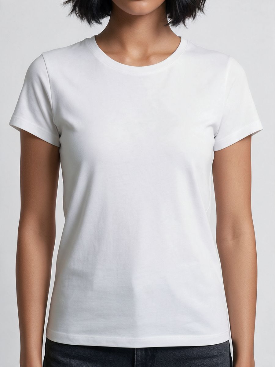 Women's Plain White Half Sleeve Round Neck T-Shirt - alternate view 5