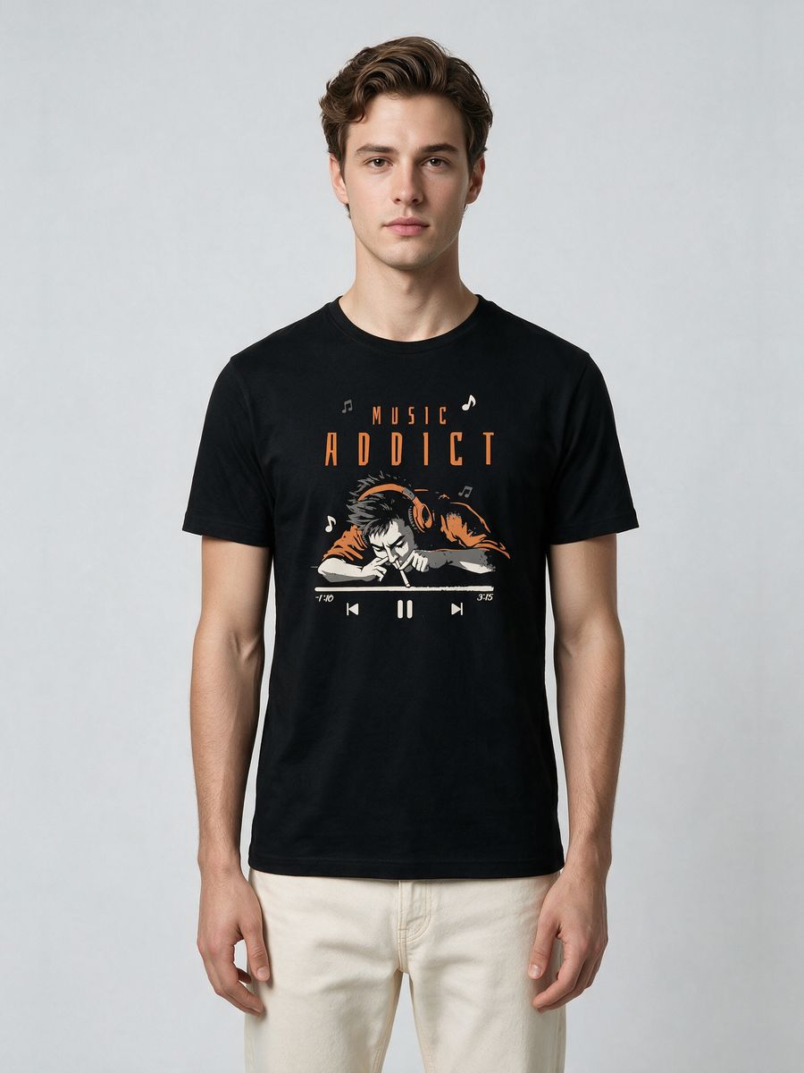 Music Addict T-Shirt For Men - Half Sleeve