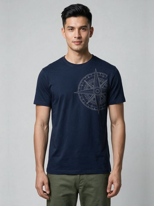 Compass Graphic T-Shirt For Men - Half Sleeve