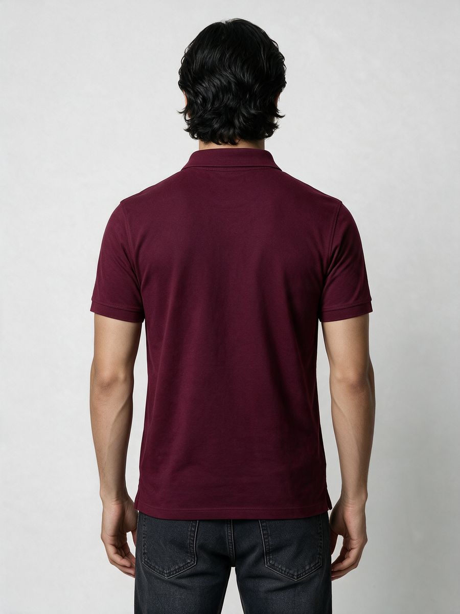 Men's Plain Maroon Half Sleeve Polo T-Shirt - alternate view 2