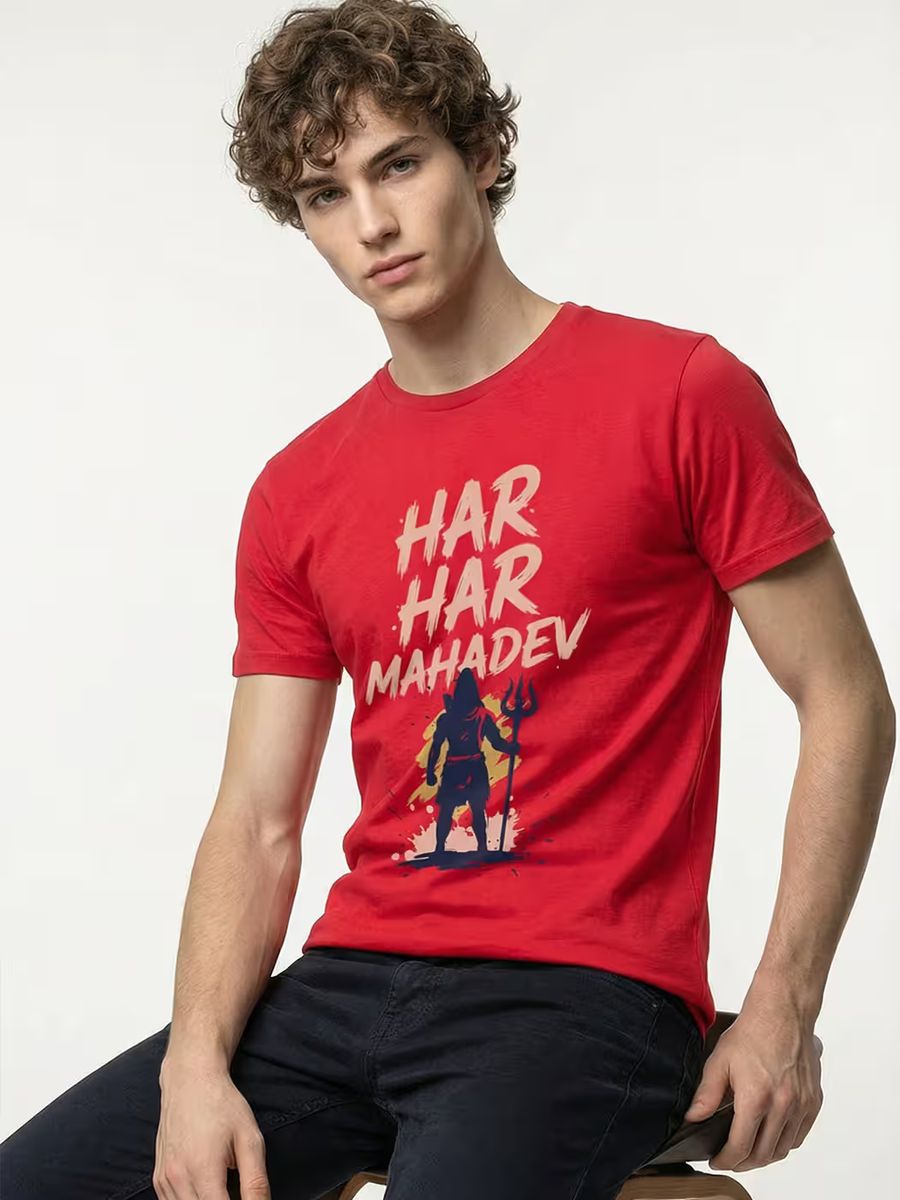Har Har Mahadev Printed T-Shirt For Men - Half Sleeve - alternate view 6