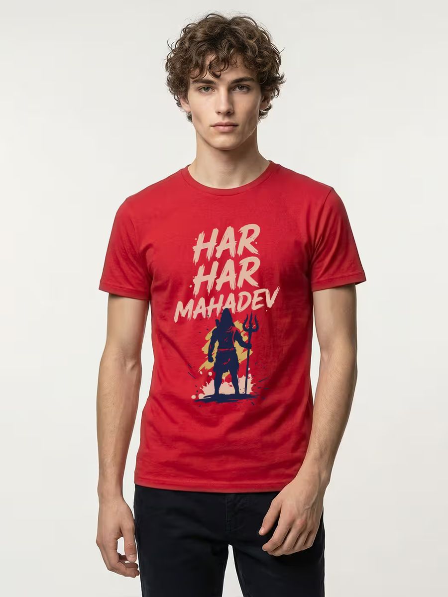 Har Har Mahadev Printed T-Shirt For Men - Half Sleeve