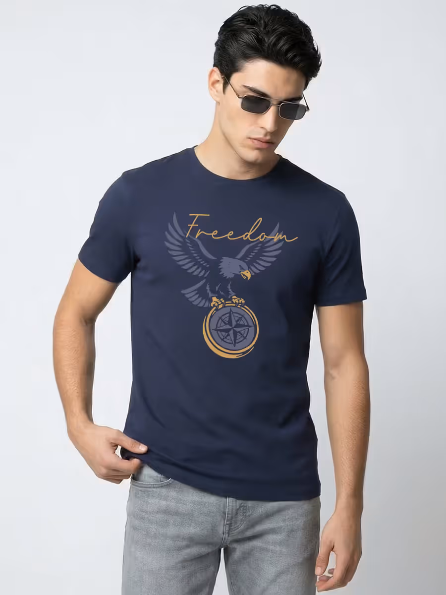 Freedom Graphic Printed T-Shirt For Men - Half Sleeve
